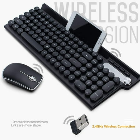 Mobile Phone Holder Frustration-Free Packaging Wireless Keyboard and Mouse Combo,2.4Ghz Silent Game,Office Wireless Gaming Keyboard and Mouse Set with Retro Round Key Caps ,Black for Girl Gift Mobile Phone Holder Frustration-Free Packaging Wireless Keyboard and Mouse Combo,2.4Ghz Silent Game,Office Wireless Gaming Keyboard and Mouse Set with Retro Round Key Caps ,Black for Girl Gift